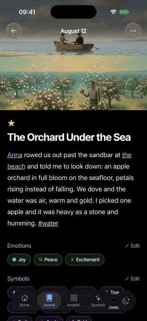 Lunar Log screenshot: A dream, with its mentions