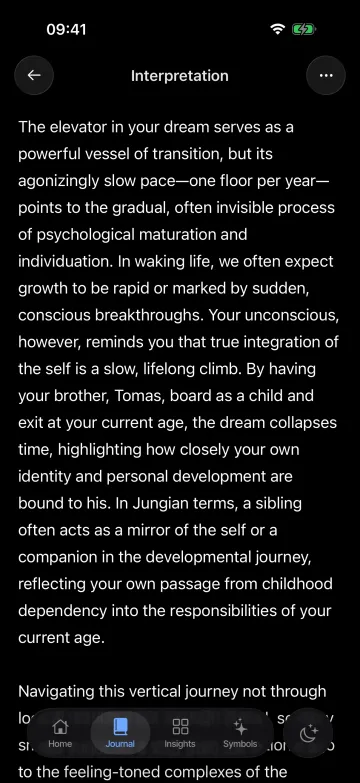 An interpretation in Lunar Log for a dream called The Slow Elevator, reading its symbols and feeling together.