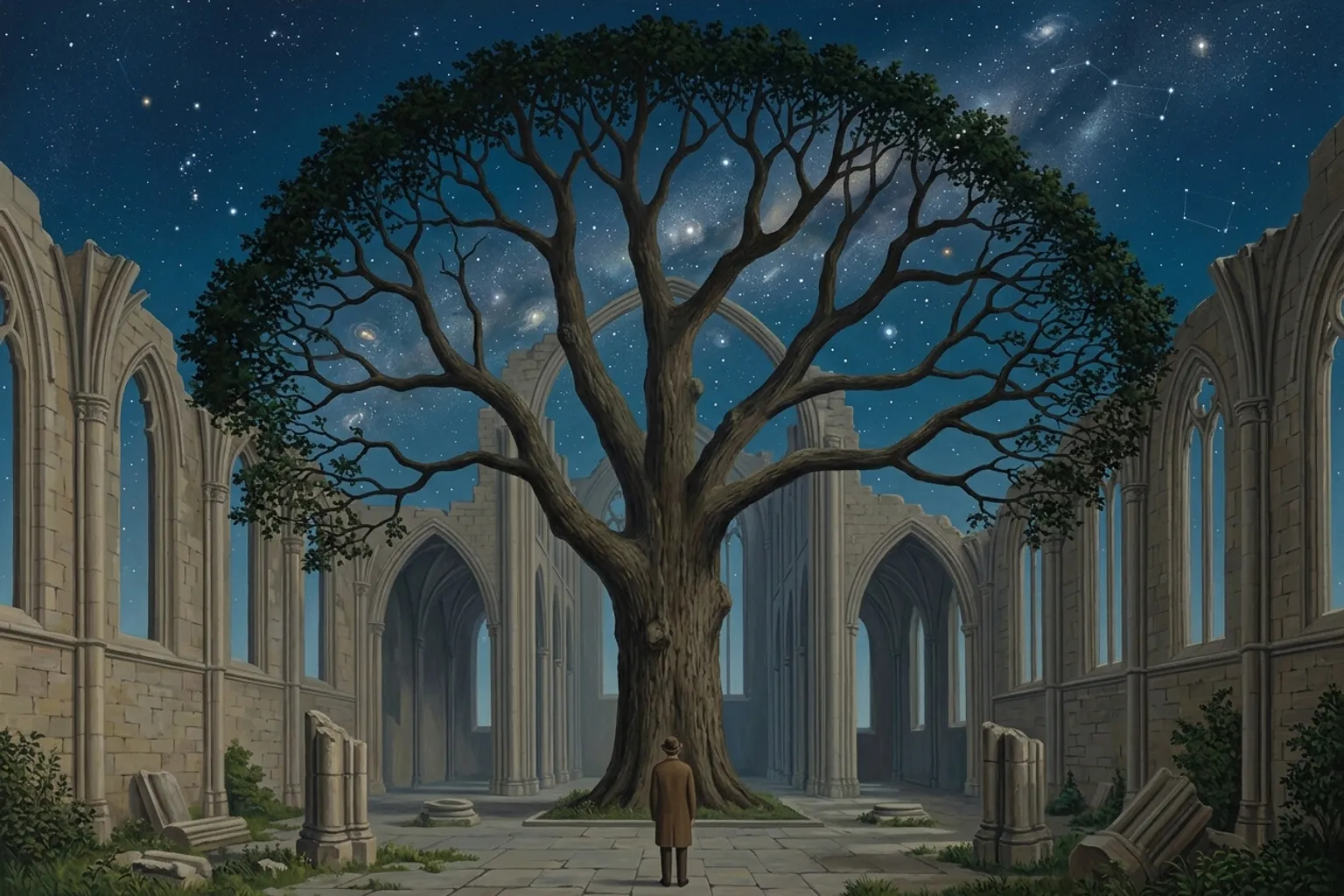 A surrealist painted emblem of awe as it appears in dreams.