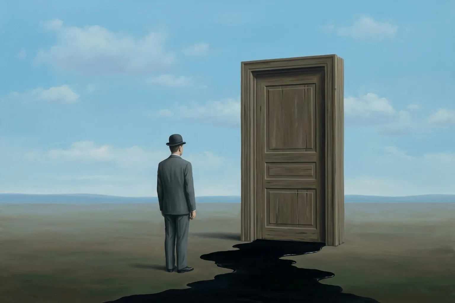 A surrealist painted emblem of dread as it appears in dreams.