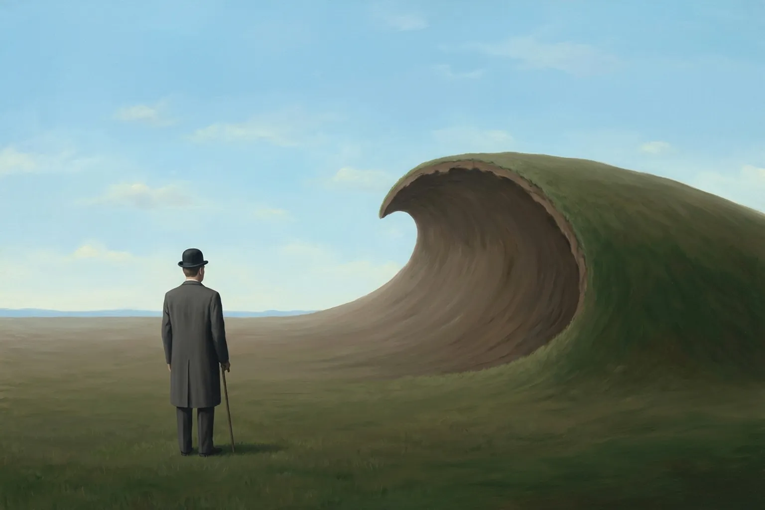 A surrealist painted emblem of fear as it appears in dreams.