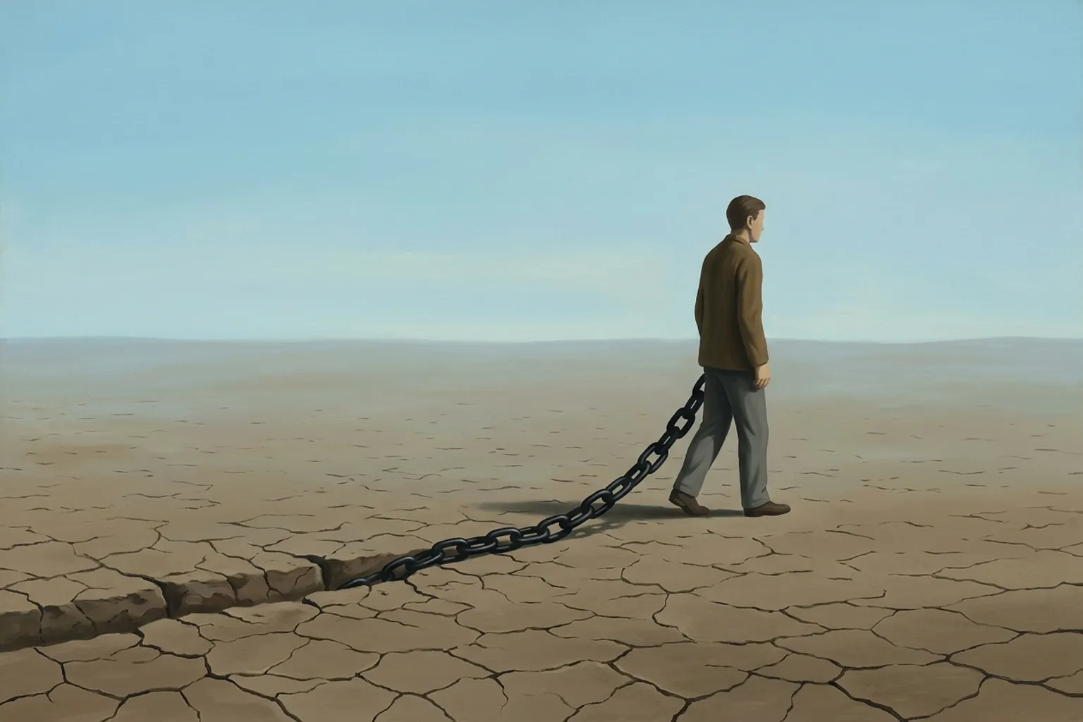 A surrealist painted emblem of guilt as it appears in dreams.