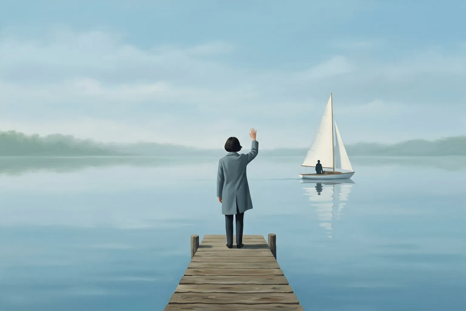 A surrealist painted emblem of loneliness as it appears in dreams.
