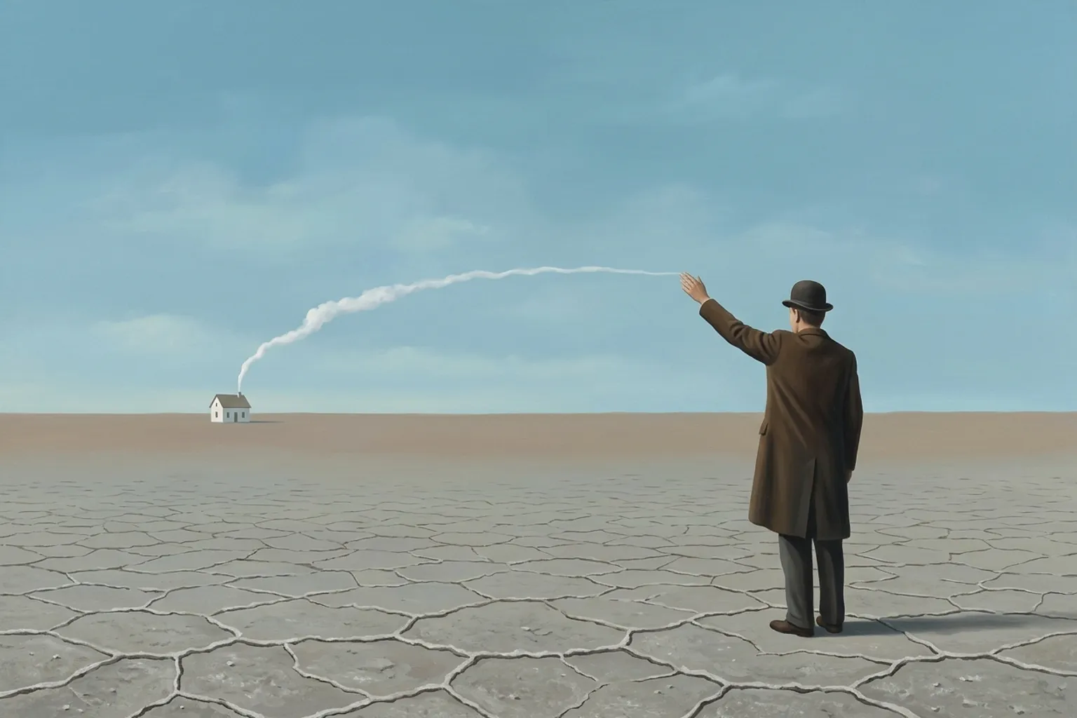 A surrealist painted emblem of longing as it appears in dreams.