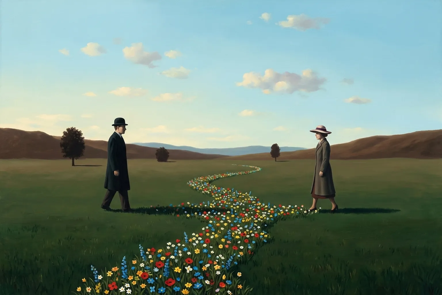 A surrealist painted emblem of love as it appears in dreams.