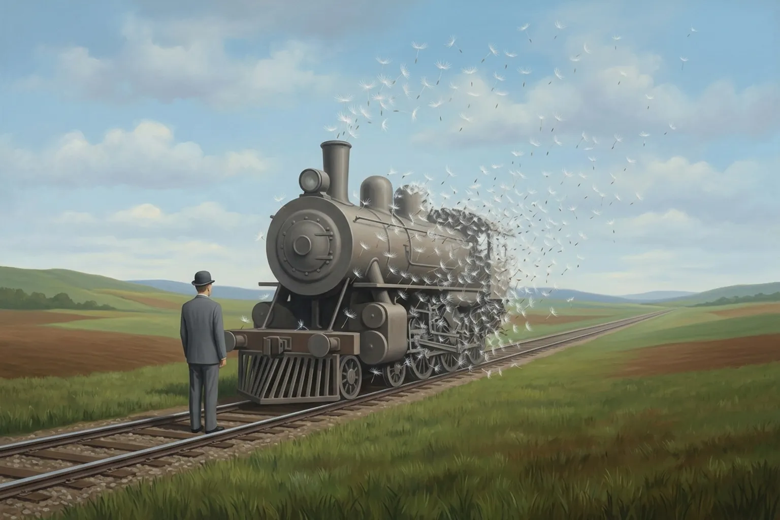 A surrealist painted emblem of relief as it appears in dreams.