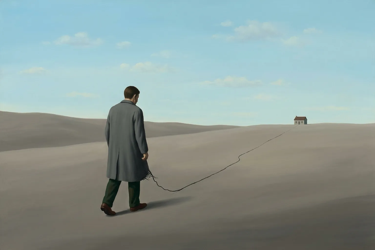 A surrealist painted emblem of sadness as it appears in dreams.