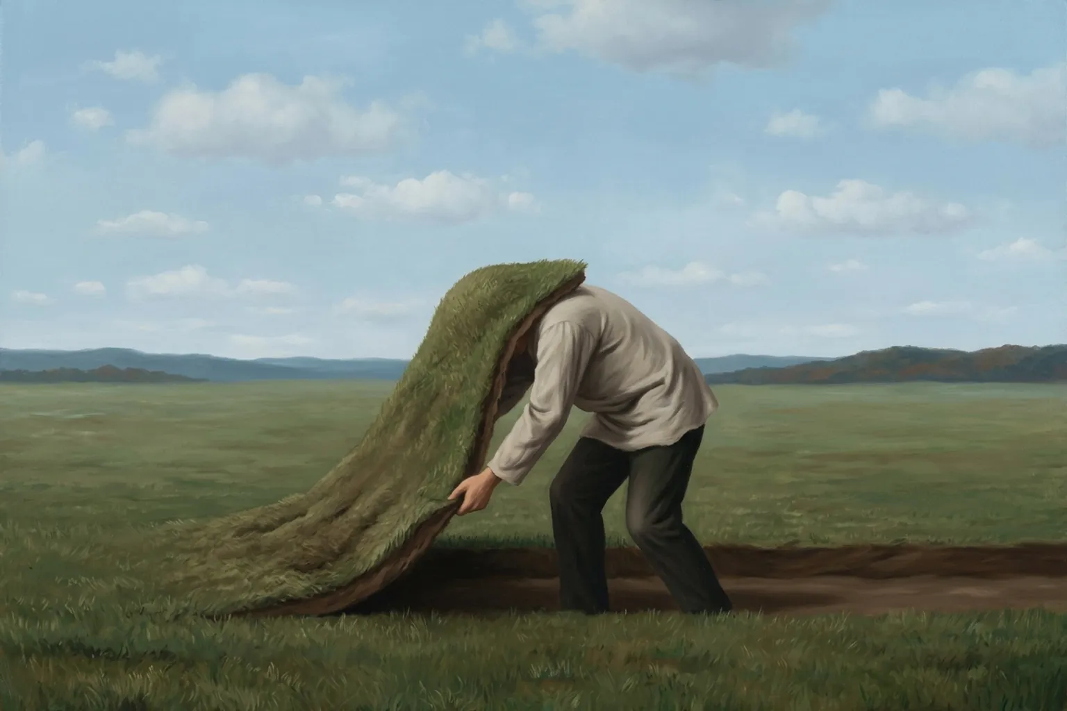 A surrealist painted emblem of shame as it appears in dreams.