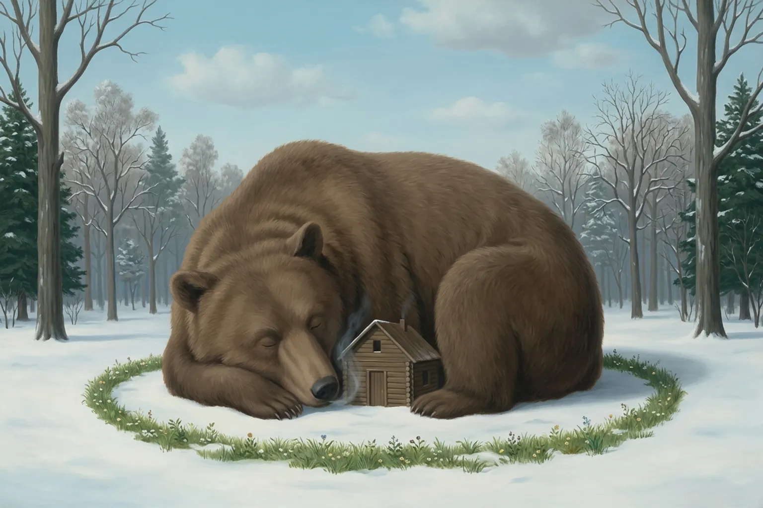 A surrealist painted emblem of the dream symbol Bear.