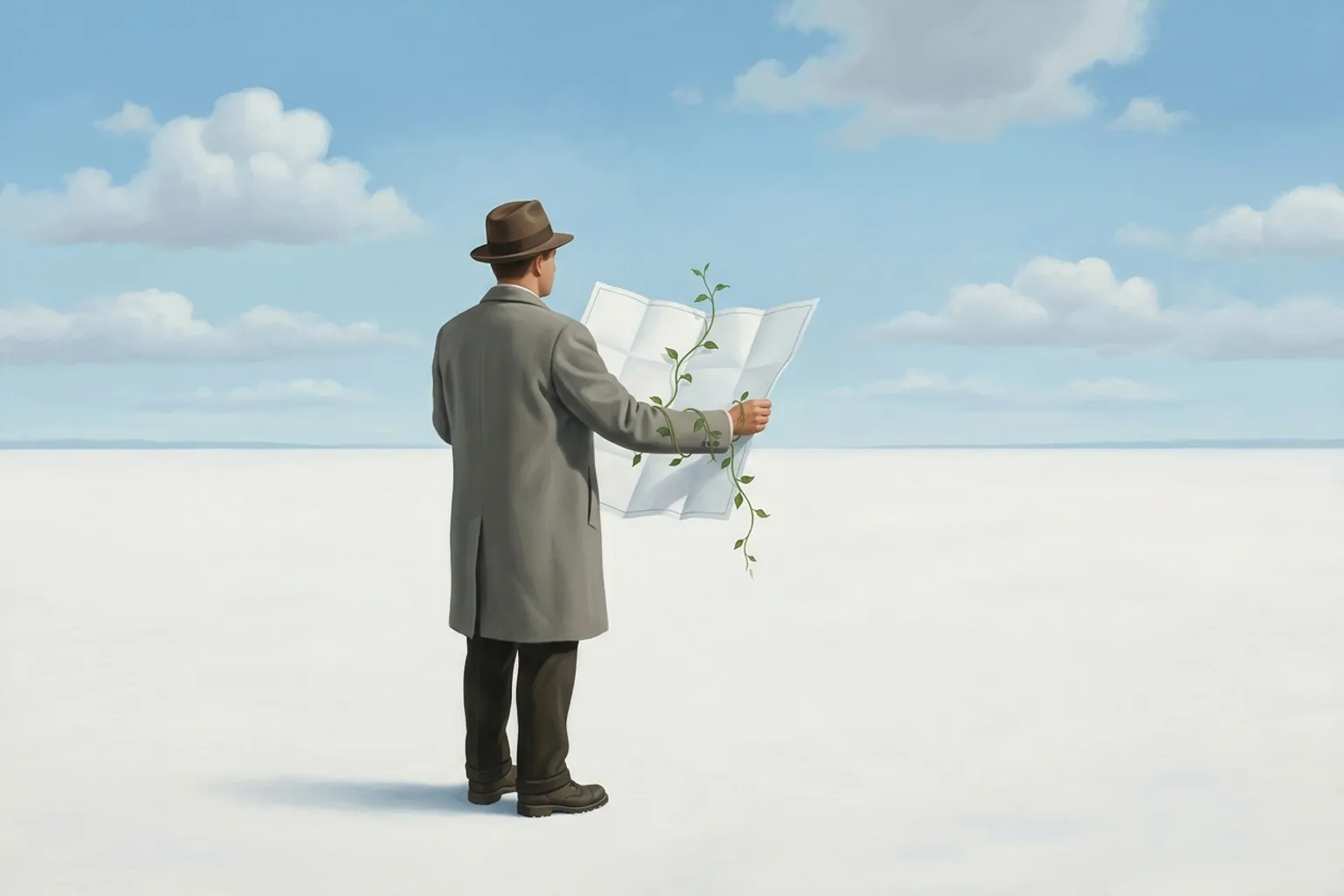 A surrealist painted emblem of the dream symbol Being Lost.