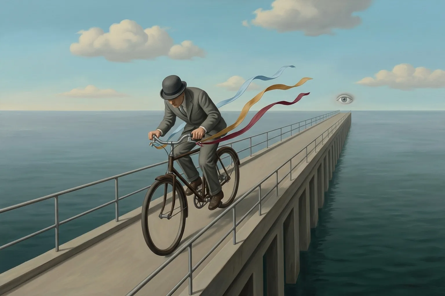 A surrealist painted emblem of the dream symbol Brakes Failing.