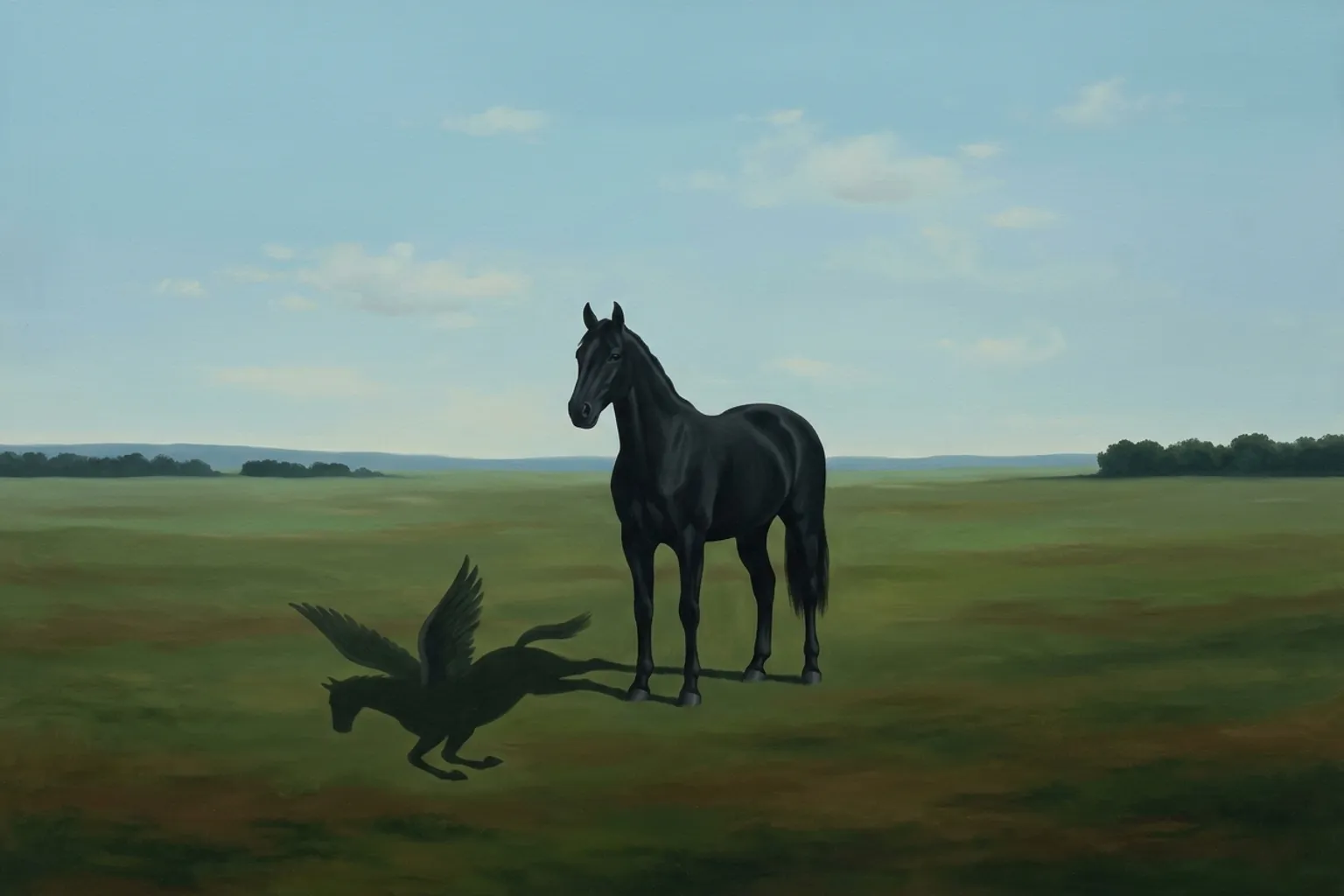 A surrealist painted emblem of the dream symbol Horse.