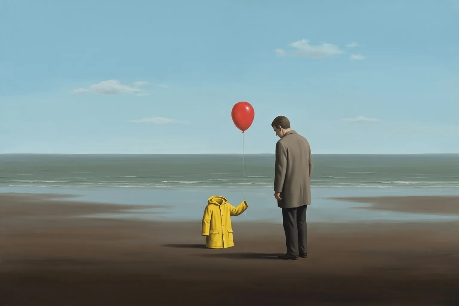 A surrealist painted emblem of the dream symbol Losing a Child.