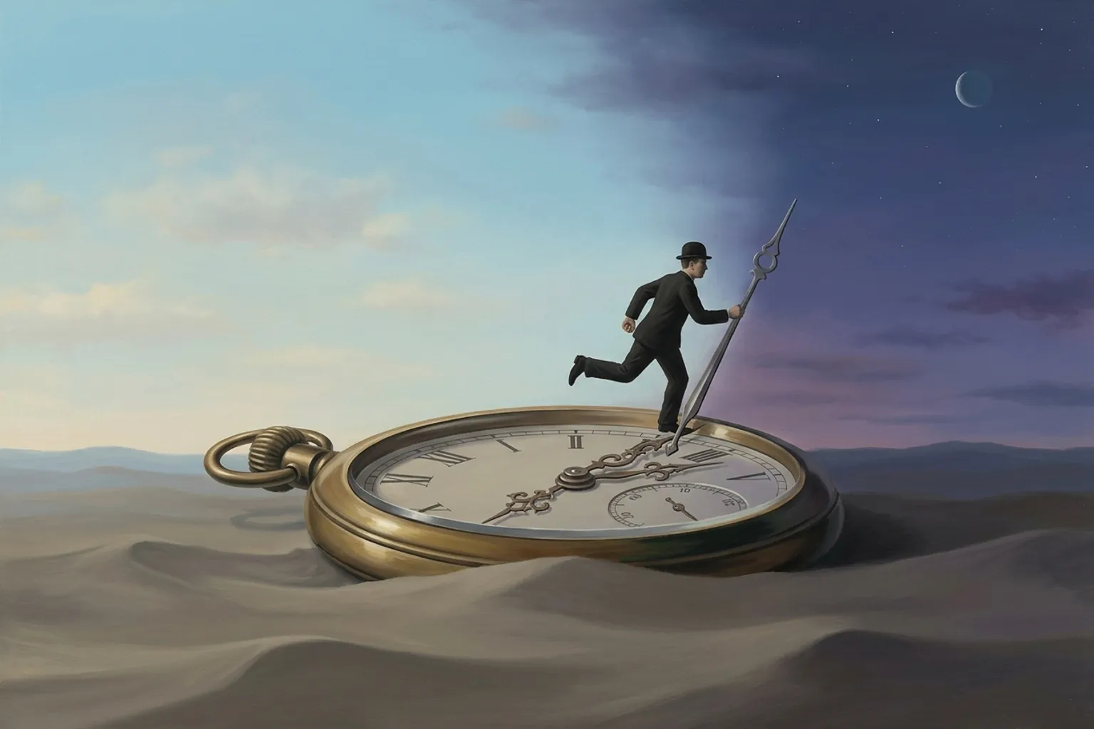 A surrealist painted emblem of the dream symbol Running.