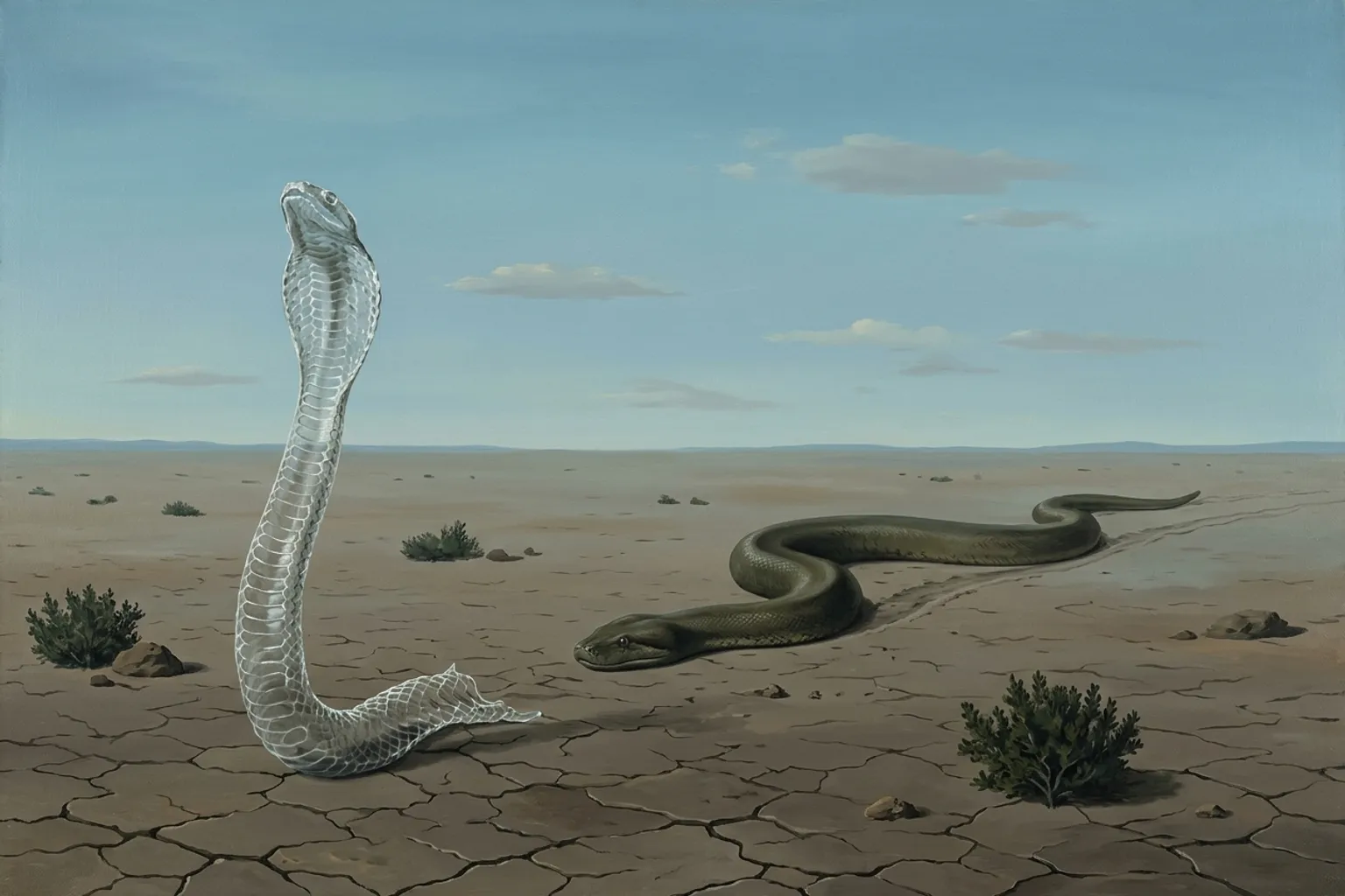 A surrealist painted emblem of the dream symbol Snake.