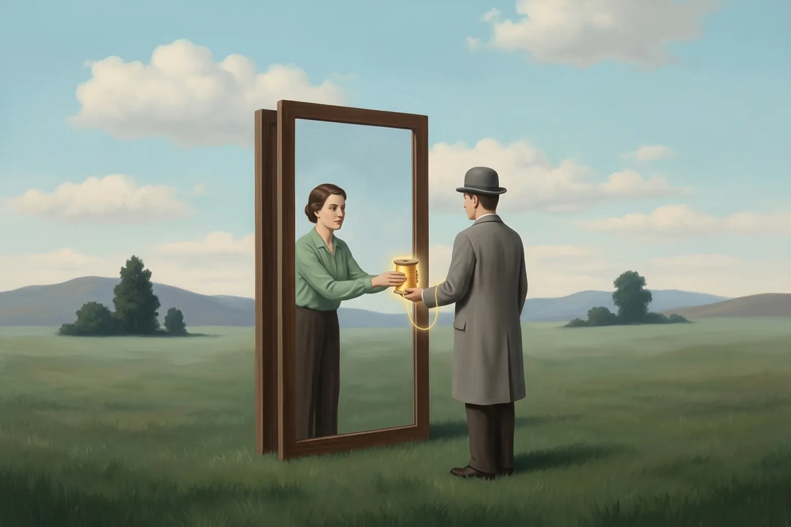 A surrealist painted emblem of the dream symbol The Ex.
