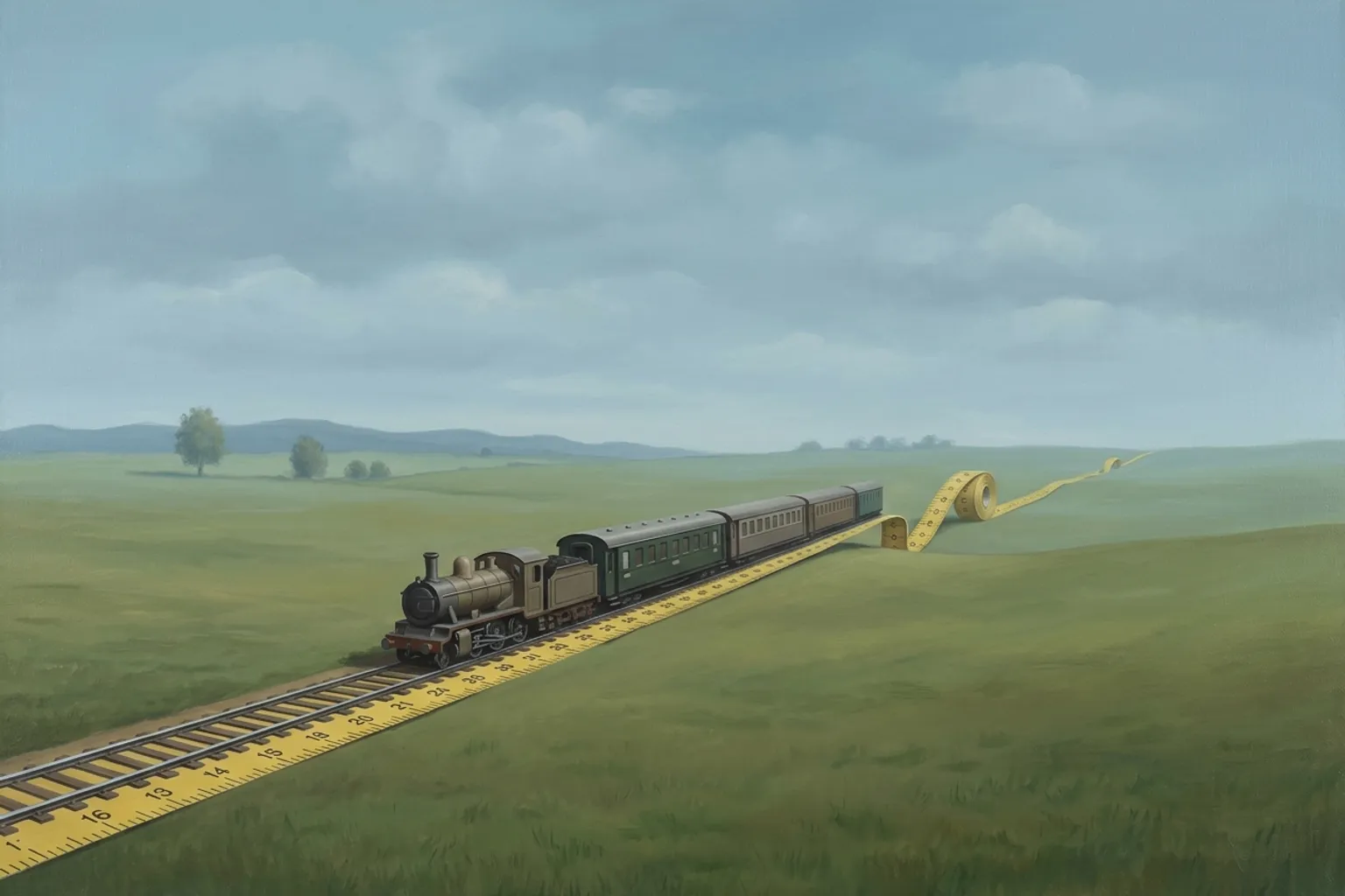 A surrealist painted emblem of the dream symbol Train.