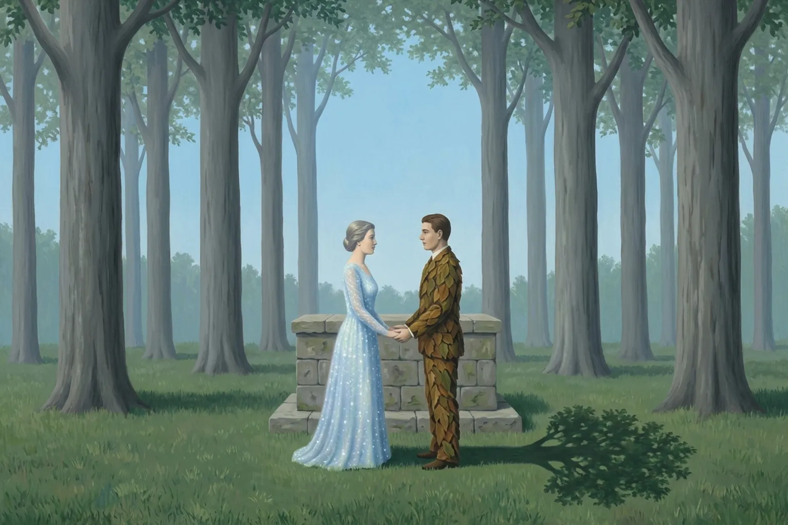 A surrealist painted emblem of the dream symbol Wedding.