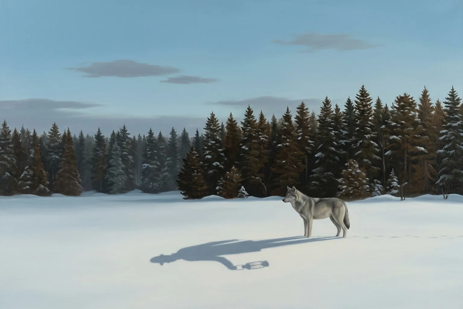 A surrealist painted emblem of the dream symbol Wolf.